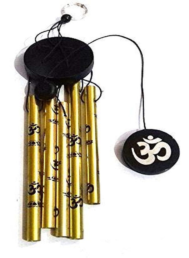 CrazyCrafts أجراس رياح معدنية من كريزي كرافتس، مزودة بخمسة أنابيب ذهبية وطبعات أوم، لتزيين المنزل والشرفة والحديقة، تبعث على الطاقة الإيجابية، ديكور منزلي، أنابيب نحاسية طويلة معلقة، هدية للأحباب (حجم كبير جدًا) 72 سم / 29 بوصة - Image 2